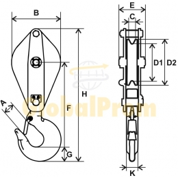 Блок з гаком одношківний